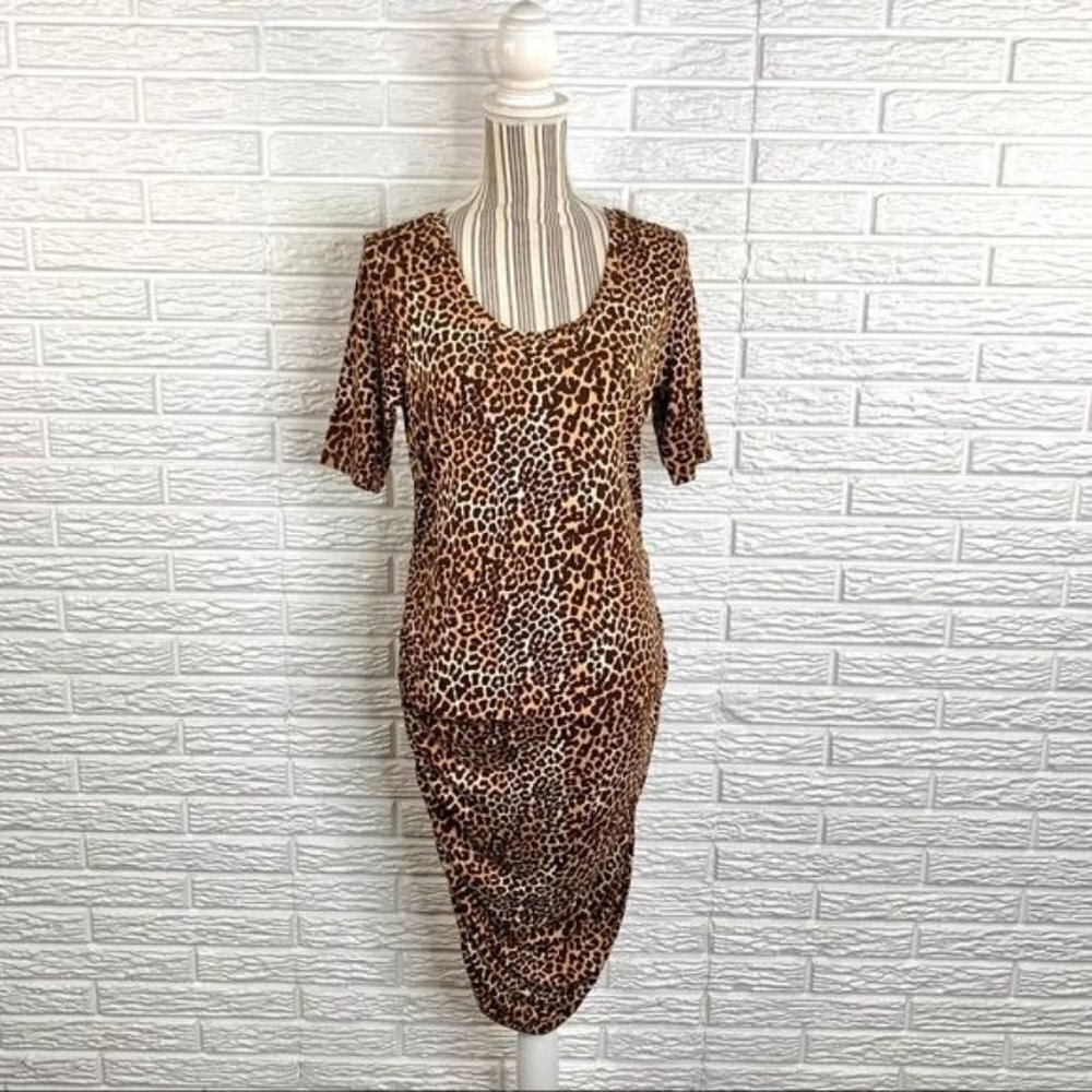 Motherhood Maternity Leopard Print Bodycon Dress Size Small